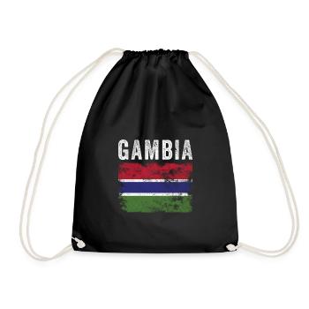 Gambia Flag Distressed - Gambian Flag - Drawstring Bag - black - Front