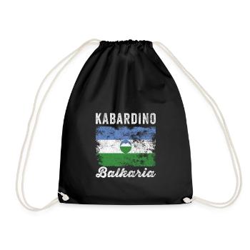 Kabardino Balkaria Flag Distressed - Drawstring Bag - black - Front