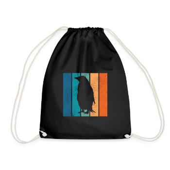 Pinguin Pinguine Tier Eis Südpol Retro Geschenk - Turnbeutel - Schwarz - Vorne