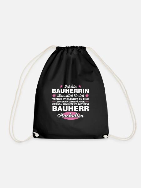 Bauherrin Bauherr Häuslebauer Geschenk - Turnbeutel - Schwarz