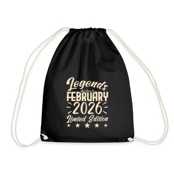 Geboren im Februar 2026. Geburtstagsgeschenk. - Turnbeutel - Schwarz - Vorne