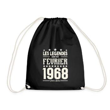 cadeau d'anniversaire Février 1968. février 1968. - Sac de sport léger - noir - Devant