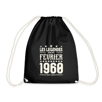 cadeau d'anniversaire Février 1960. février 1960. - Sac de sport léger - noir - Devant