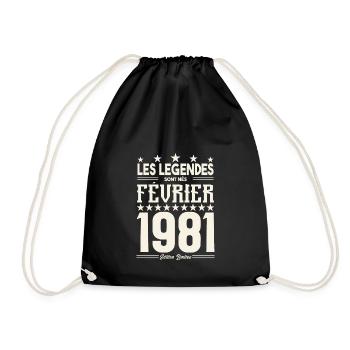cadeau d'anniversaire Février 1981. février 1981. - Sac de sport léger - noir - Devant