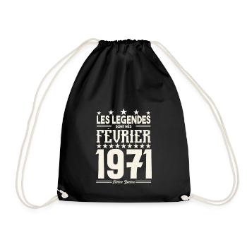 cadeau d'anniversaire Février 1971. février 1971. - Sac de sport léger - noir - Devant