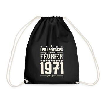 cadeau d'anniversaire Février 1971. février 1971. - Sac de sport léger - noir - Devant