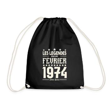 cadeau d'anniversaire Février 1974. février 1974. - Sac de sport léger - noir - Devant