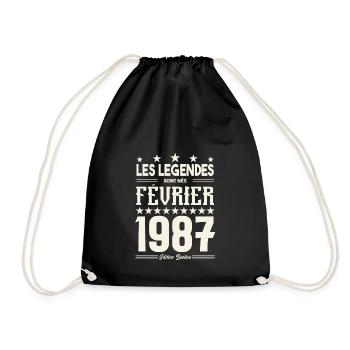 cadeau d'anniversaire Février 1987. février 1987. - Sac de sport léger - noir - Devant
