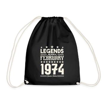 Gift legend February 1974. Gift February 1974. - Drawstring Bag - black - Front