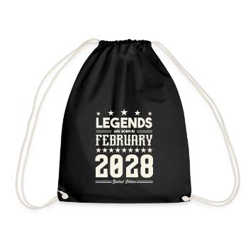 Geschenklegende Februar 2028. Geschenk Februar 2028. - Turnbeutel - Schwarz - Vorne