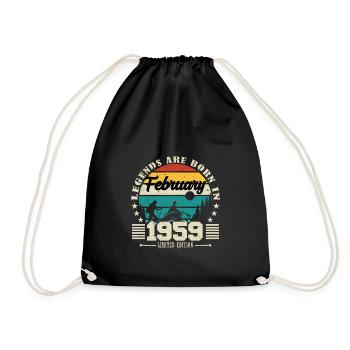 février 1959. Cadeau d'anniversaire février 1959. - Sac de sport léger - noir - Devant