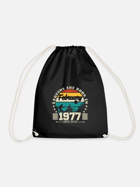 Februar 1977. Geburtstagsgeschenk Februar 1977. - Turnbeutel - Schwarz
