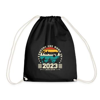 February 2023. Birthday gift February 2023. - Drawstring Bag - black - Front