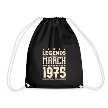 Gift Legend March 1975. gift March 1975. March. - Drawstring Bag - black - Front