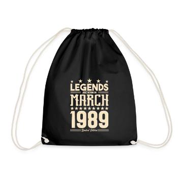 Gift Legend March 1989. gift March 1989. March. - Drawstring Bag - black - Front