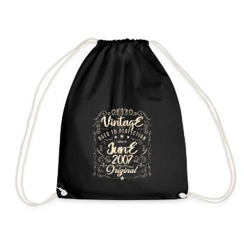 Vintage born in June 2007. Anniversary June 2007 - Drawstring Bag - black - Front