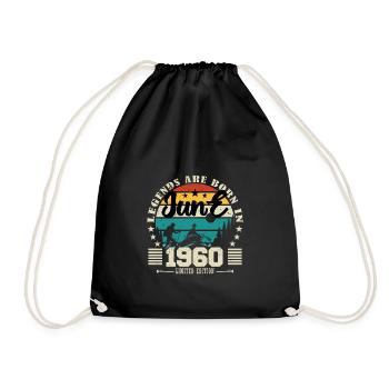 June 1960. Birthday gift June 1960. June. - Drawstring Bag - black - Front