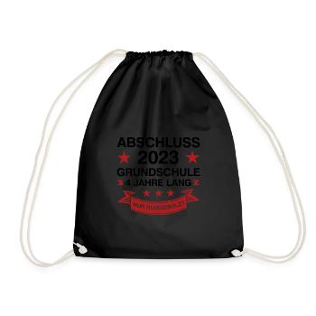Grundschule Abschluss 2023 Grundschüler Geschenk - Turnbeutel - Schwarz - Vorne