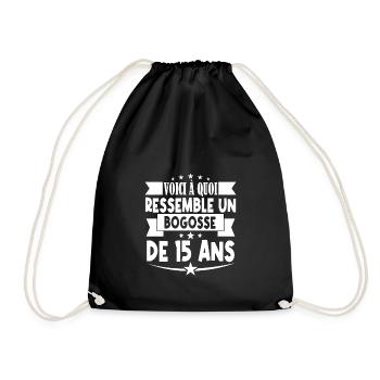 anniversaire 15 ans. beau gosse 15 ans. 15e annive - Sac de sport léger - noir - Devant