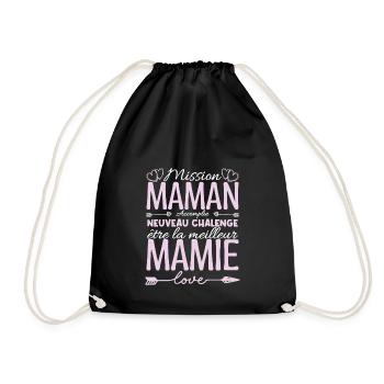 Cadeau Annonce Grossesse Mamie. Mission de maman. - Sac de sport léger - noir - Devant
