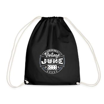 June 2000. Birthday gift June 2000. June. - Drawstring Bag - black - Front