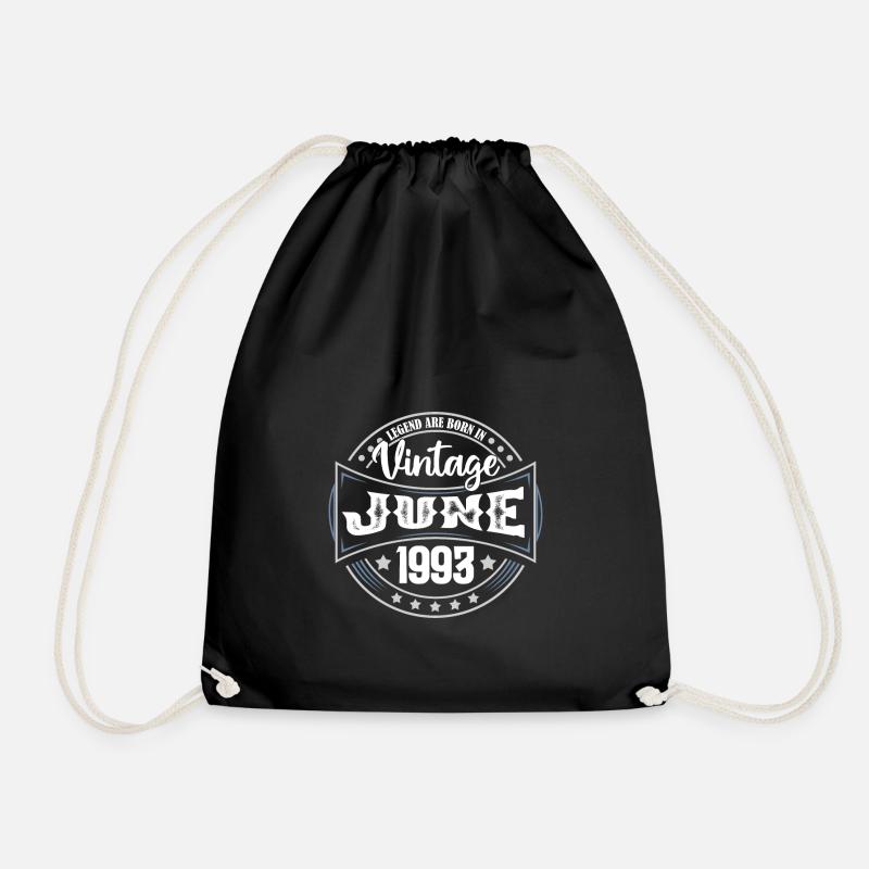 June 1993. Birthday gift June 1993. June. - Drawstring Bag - black