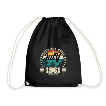 July 1961. Birthday gift July 1961. - Drawstring Bag - black - Front