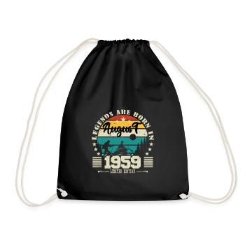 August 1959. Birthday gift August 1959. August - Drawstring Bag - black - Front