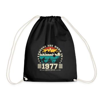 October 1977. October 1977 Anniversary Gift. - Drawstring Bag - black - Front