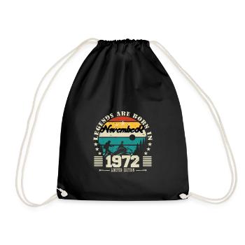 November 1972. November 1972 Birthday Gift. - Drawstring Bag - black - Front