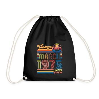 Birthday March 1975.Gift March 1975.March 1975 - Drawstring Bag - black - Front