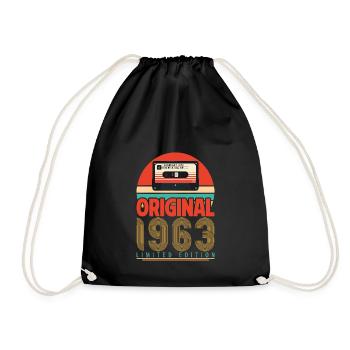 Vintage 1963 Geburtstagsgeschenk. Retro 1963. - Turnbeutel - Schwarz - Vorne