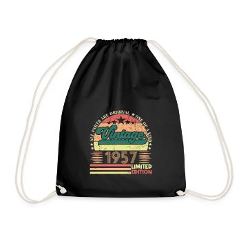 Retro 1957 Geburtstagsgeschenk. Jahrgang 1957. - Turnbeutel - Schwarz - Vorne