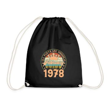 Februar 1978. Februar 1978 Geburtstagsgeschenk. - Turnbeutel - Schwarz - Vorne
