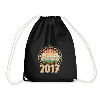 February 2017. February 2017 Birthday Gift. - Drawstring Bag - black - Front