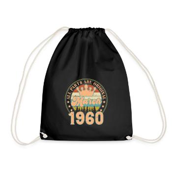 Mars 1960. Cadeau d’anniversaire mars 1960. March. - Sac de sport léger - noir - Devant
