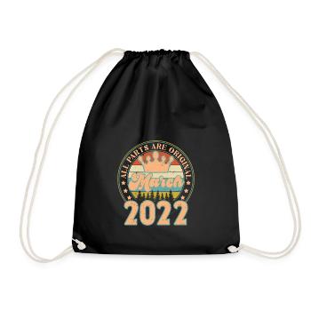 März 2022. Geburtstagsgeschenk März 2022. März. - Turnbeutel - Schwarz - Vorne
