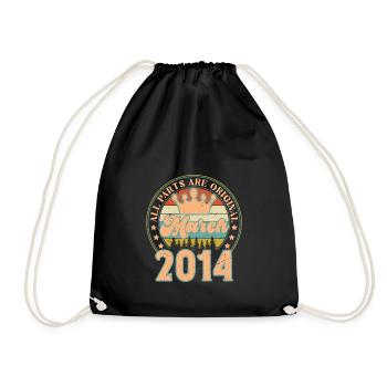 März 2014. März 2014 Geburtstagsgeschenk. März. - Turnbeutel - Schwarz - Vorne