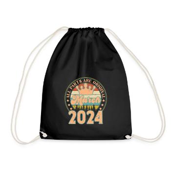 Mars 2024. Cadeau d’anniversaire mars 2024. March. - Sac de sport léger - noir - Devant