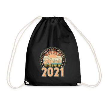 März 2021. Geburtstagsgeschenk März 2021. März. - Turnbeutel - Schwarz - Vorne