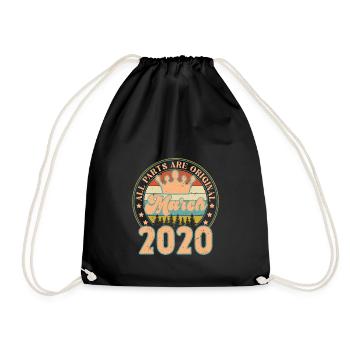 Mars 2020. Cadeau d’anniversaire mars 2020. March. - Sac de sport léger - noir - Devant