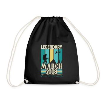 Birthday March 2008, Vintage Gift March 2008. - Drawstring Bag - black - Front