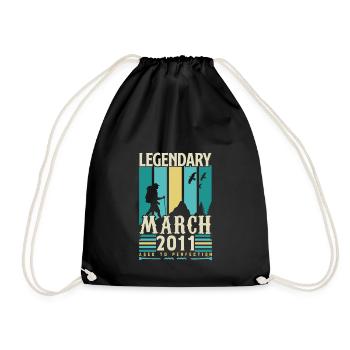 March 2011 Birthday, March 2011 Vintage Gift. - Drawstring Bag - black - Front