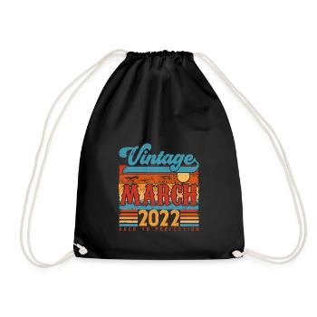 März 2022, März 2022 Vintage-Jubiläumsgeschenk. - Turnbeutel - Schwarz - Vorne
