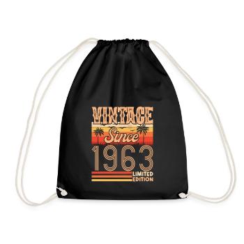 1963. Jahrgang Jahrgang 1963 Geburtstag - Turnbeutel - Schwarz - Vorne