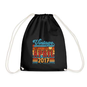 April 2017, Vintage Anniversary Gift April 2017 - Drawstring Bag - black - Front