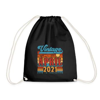 Avril 2021, Cadeau Anniversaire Vintage avril 2021 - Sac de sport léger - noir - Devant
