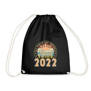 April 2022. Geburtstagsgeschenk April 2022 April - Turnbeutel - Schwarz - Vorne