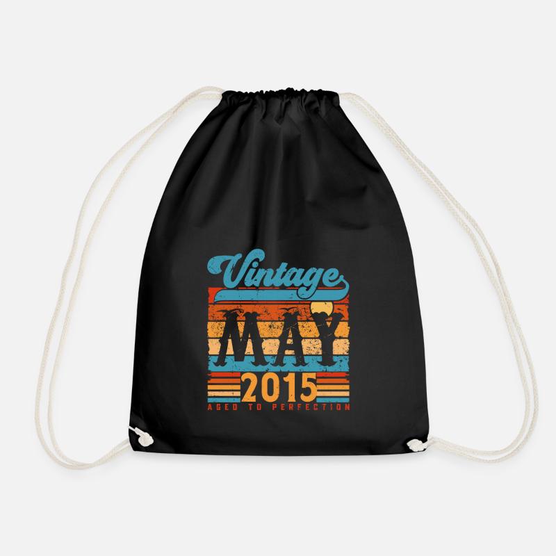 May 2015, Vintage Anniversary Gift May 2015. - Drawstring Bag - black