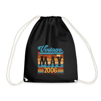 May 2006, Vintage Birthday Gift May 2006. - Drawstring Bag - black - Front